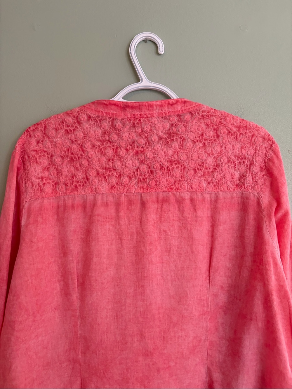 Parsley Sage Cotton Embroidered Tunic Blouse XL Coral Pink Lagenlook Mori Boho - Picture 14 of 16